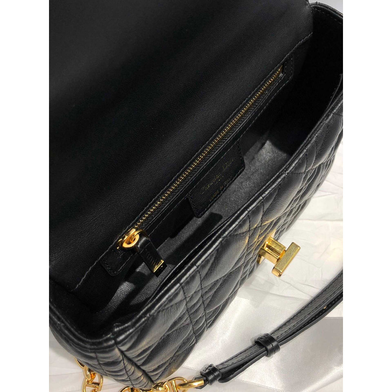 d*or small d*or caro bag black S*pple cannage calfskin bag