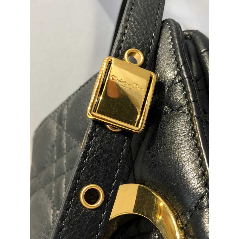 d*or small d*or caro bag black S*pple cannage calfskin bag