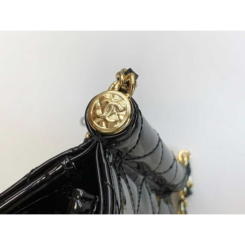 Ch*el 22k patent calfskin leather mini bag black