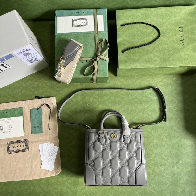 G*u*i gg quilted mini handle bag grey