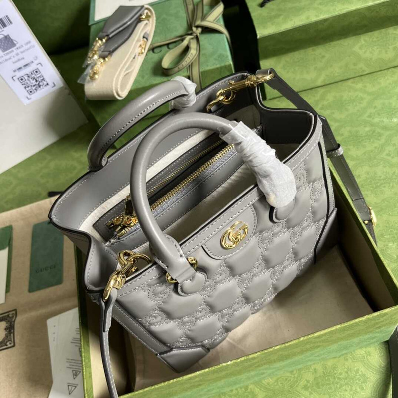 G*u*i gg quilted mini handle bag grey