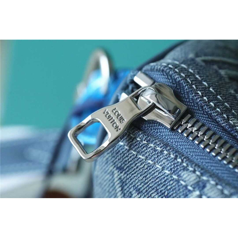 l**is V*t*n keepall bandouliere 25 monogram washed denim canvas