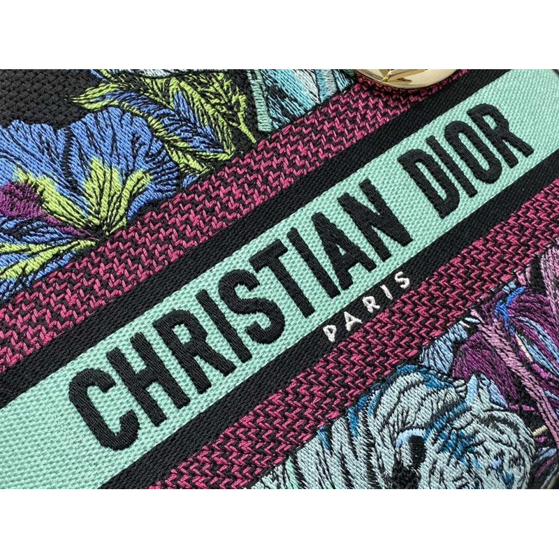 D*or medium lady d-lite bag blue multicolor toile de jouy voyage embroidery