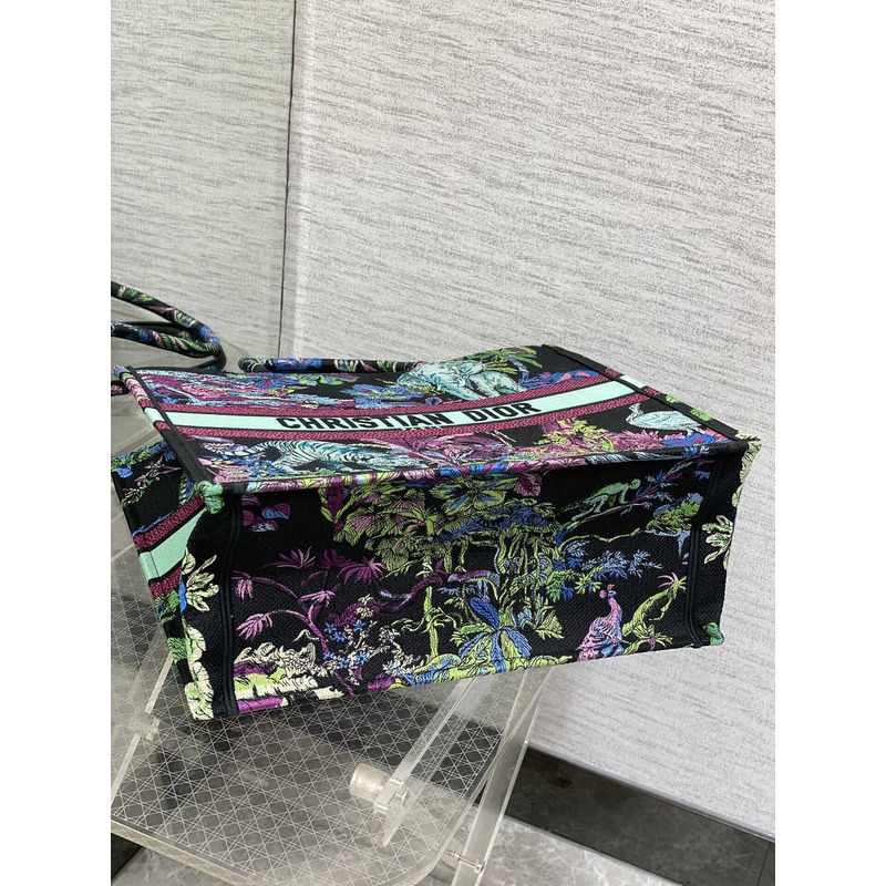 D*or large book tote bag multicolor D*or indian purple embroidery