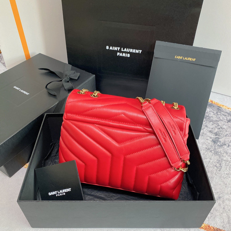 Saint Laurent Loulou Quilted Small Shoulder Bag Red