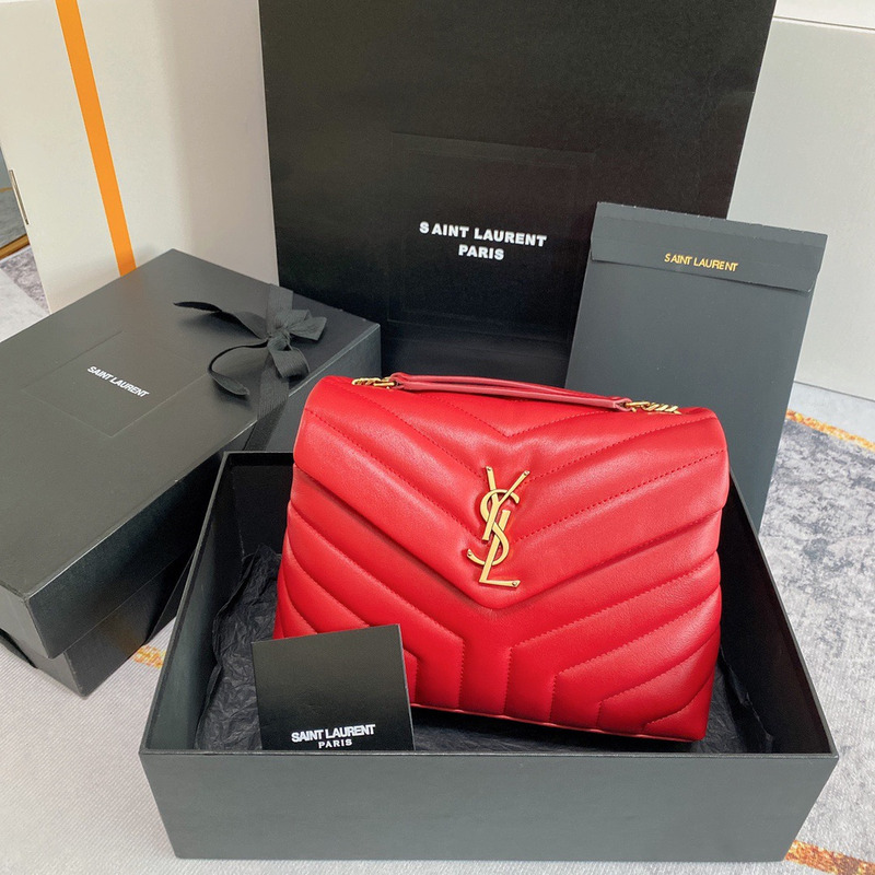 Saint Laurent Loulou Quilted Small Shoulder Bag Red