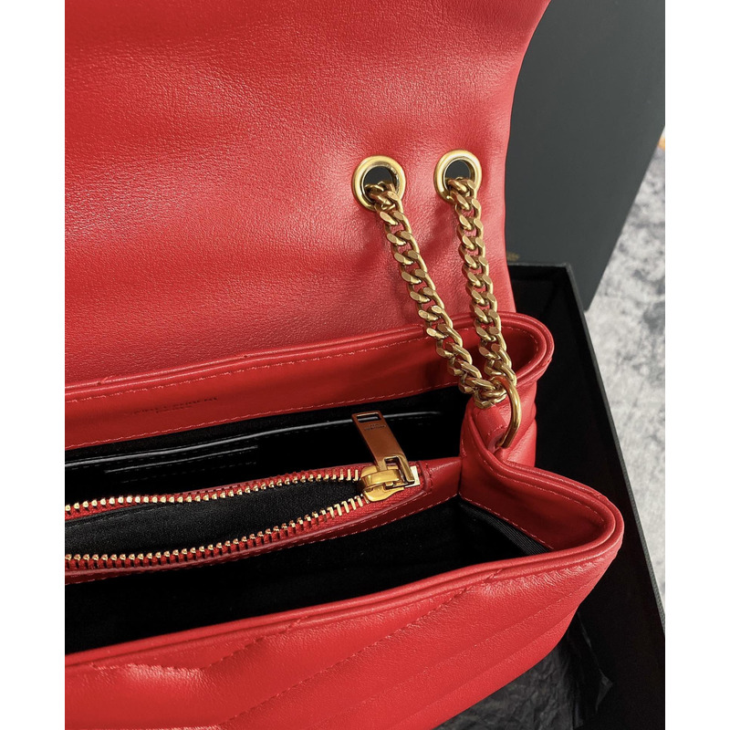 Saint Laurent Loulou Quilted Small Shoulder Bag Red