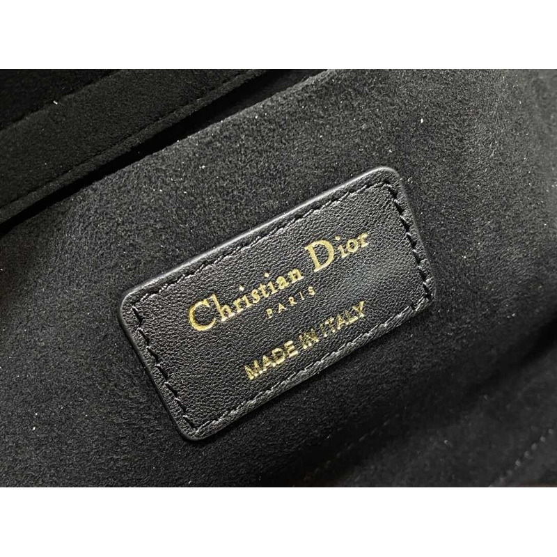 D*or medium lady d-joy bag black lambskin with ornamental motif