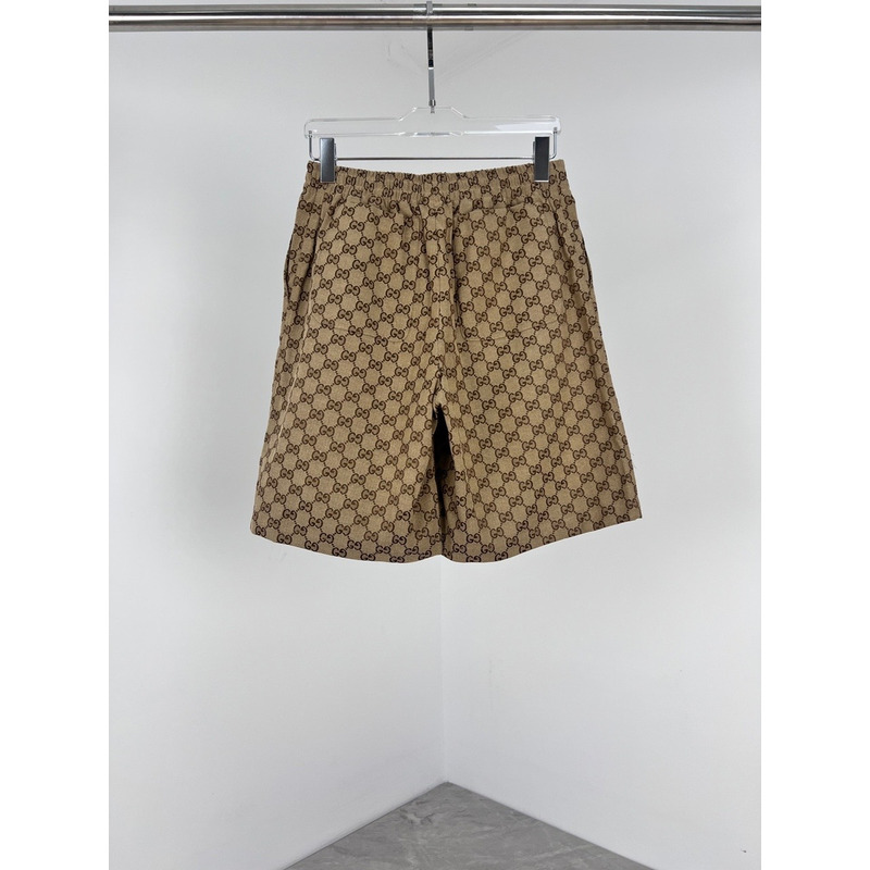 G*u*i wide-leg monogrammed linen-blend shorts