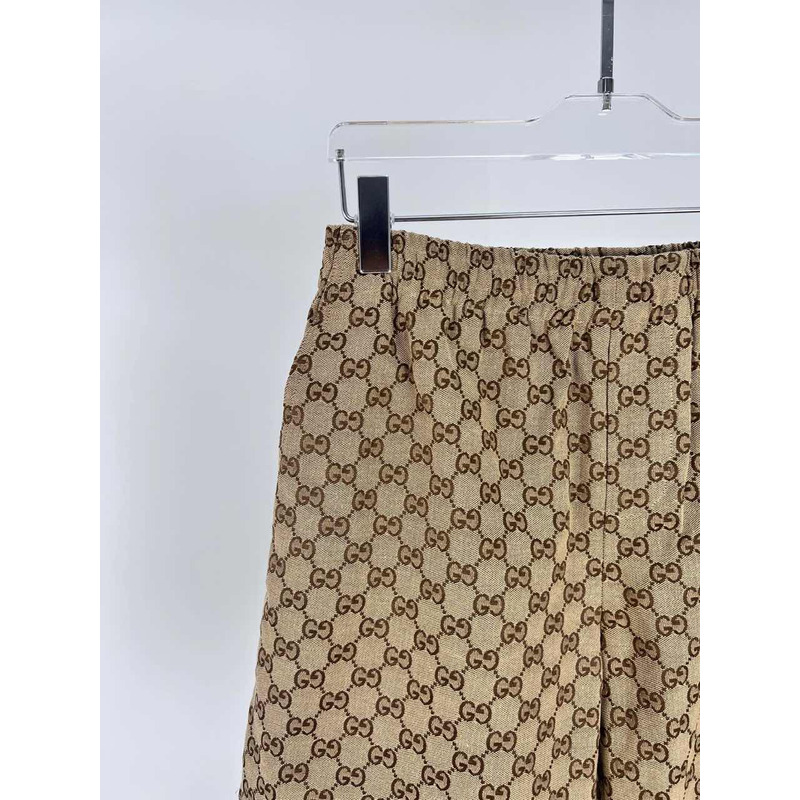 G*u*i wide-leg monogrammed linen-blend shorts