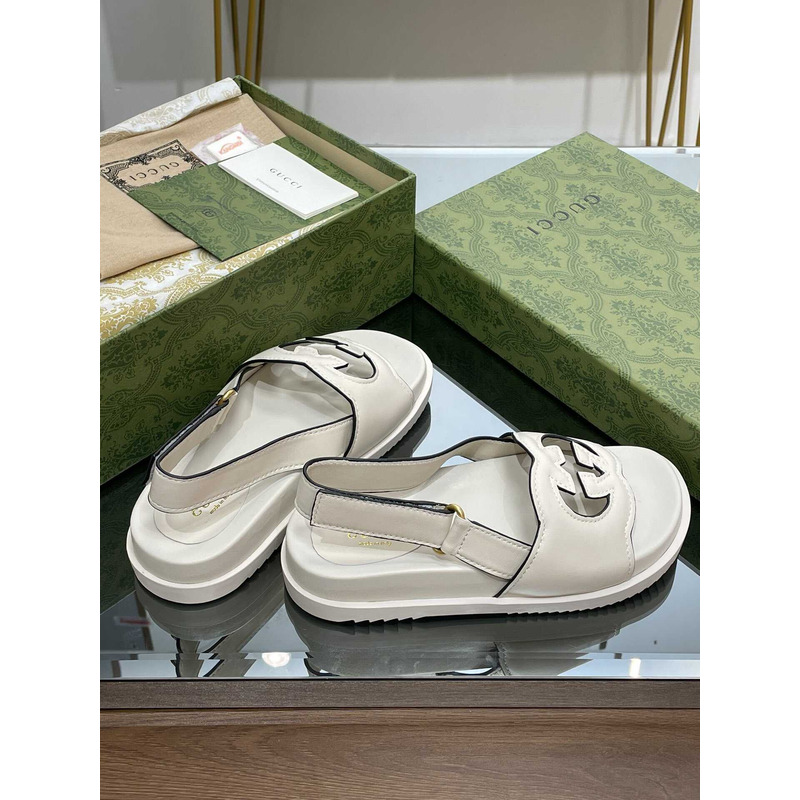 G*u*i interlocking g sandal brown beige