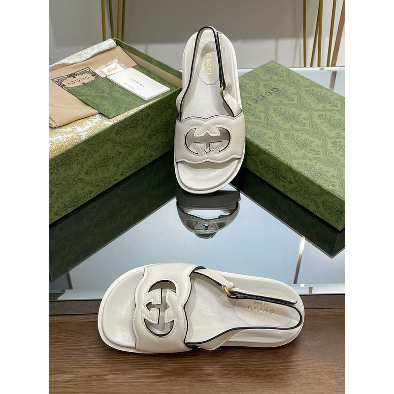 G*u*i interlocking g sandal brown beige