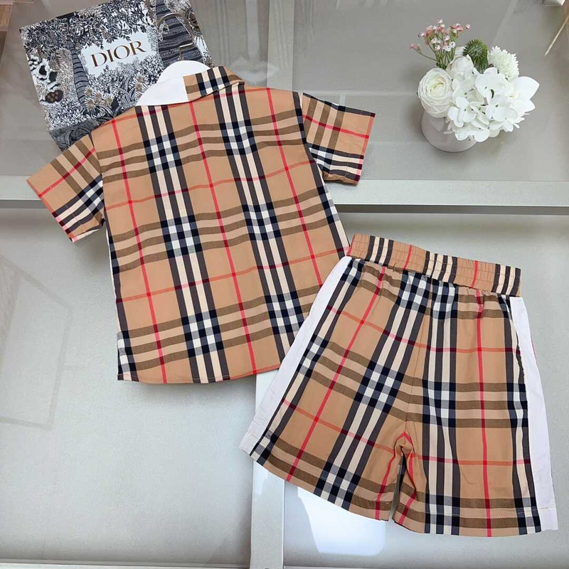 B**rry white & beige logo kids suit