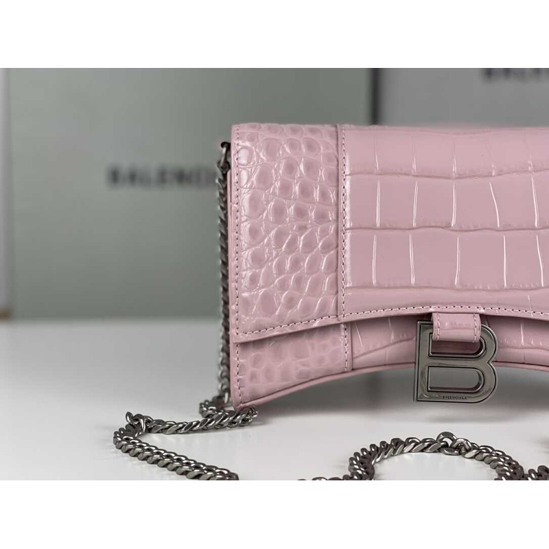 Ba*len*cia*ga hourglass mini leather bag pink