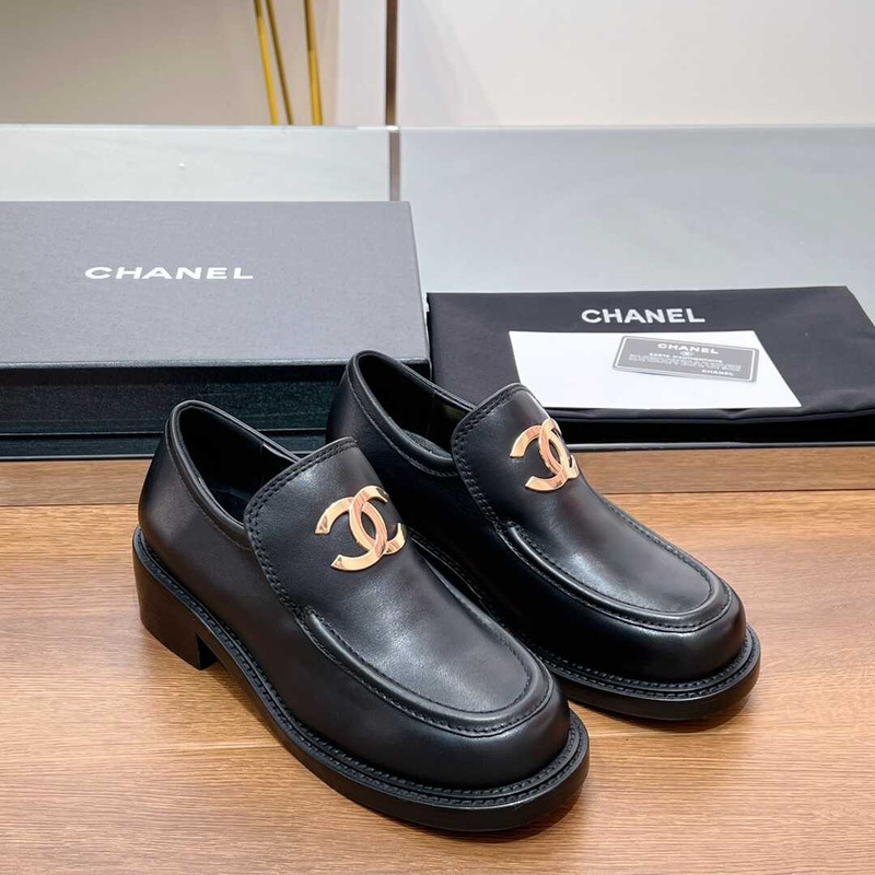 Ch*el large cc calfskin loafer black