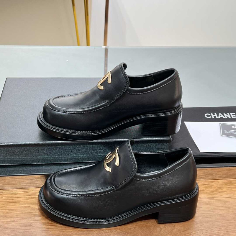 Ch*el large cc calfskin loafer black