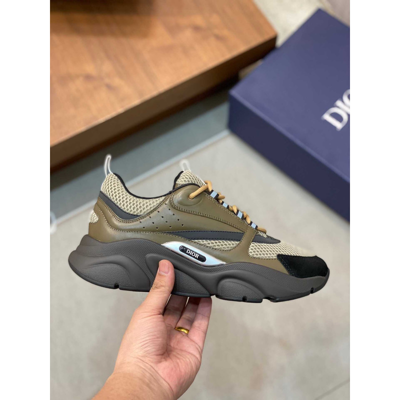 D*or b22 khaki black calfskin sneaker