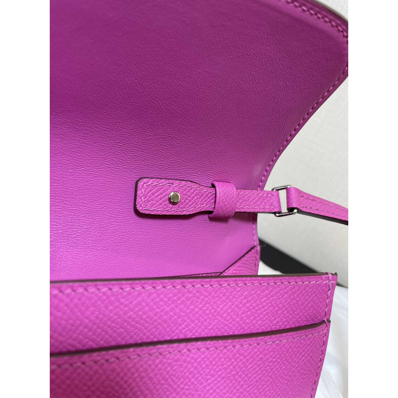 H**mes constance wallet to go silver hardware hot pink