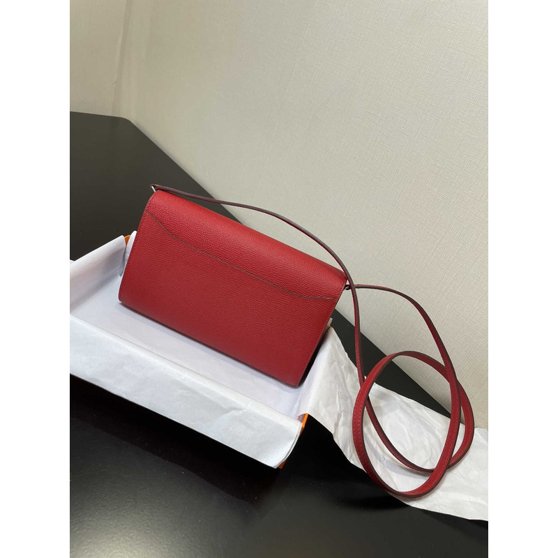 H**mes constance wallet to go silver hardware red