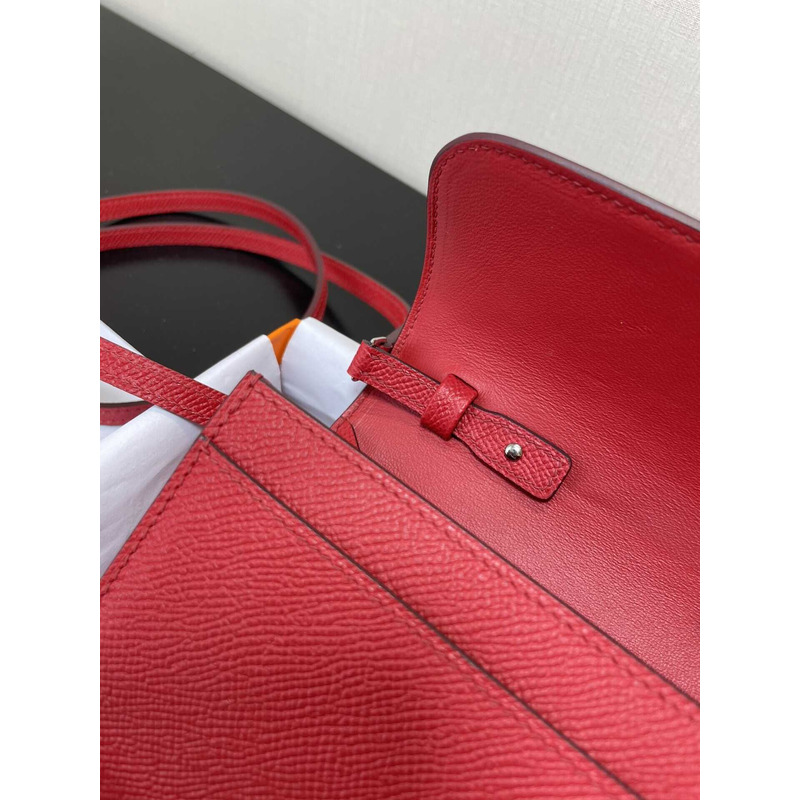 H**mes constance wallet to go silver hardware red