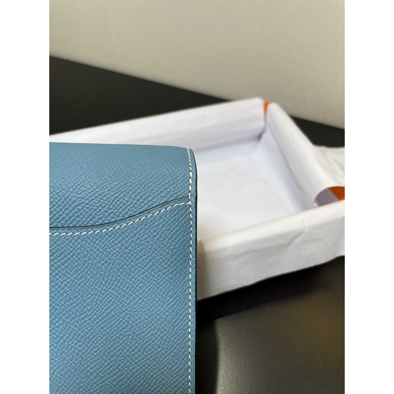 H**mes constance wallet to go gold hardware blue