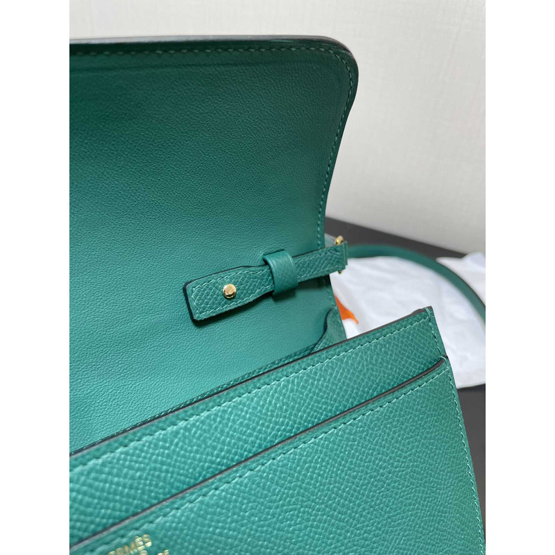 H**mes constance wallet to go gold hardware green