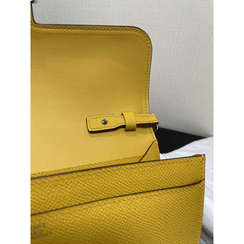 H**mes constance wallet to go silver hardware yellow