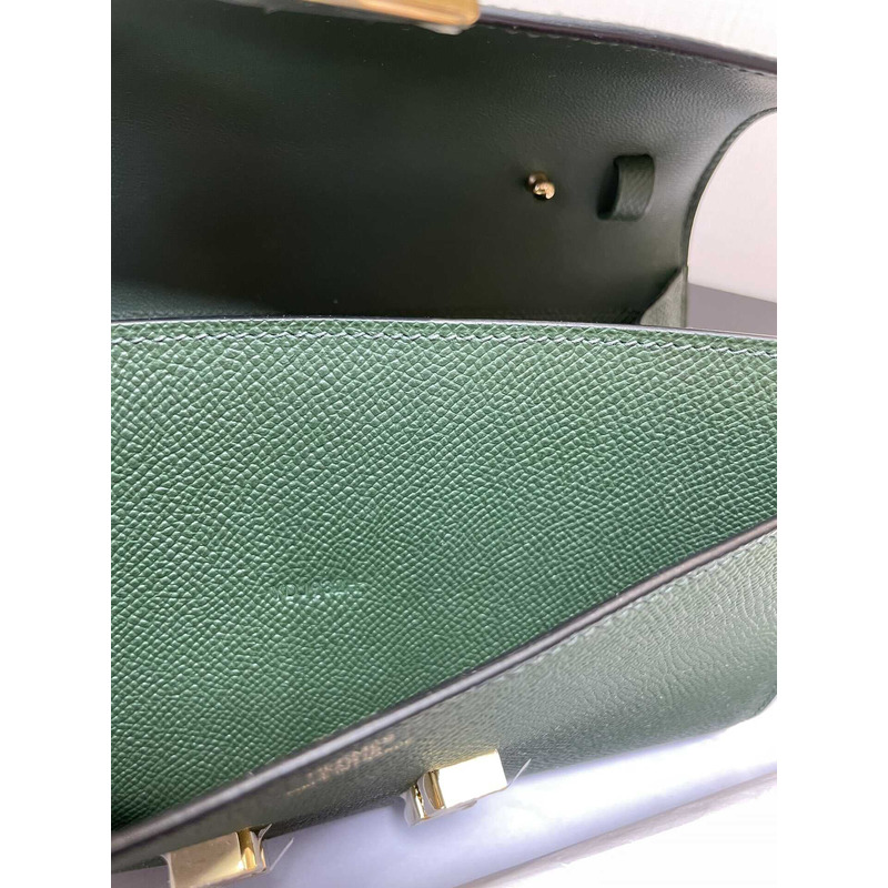 H**mes constance wallet to go gold hardware green