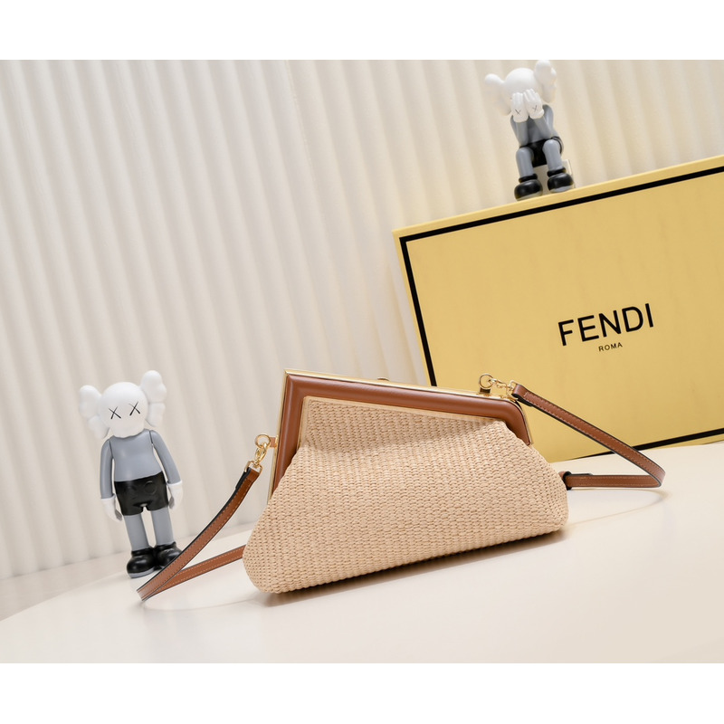 F**di small style first natural straw bag