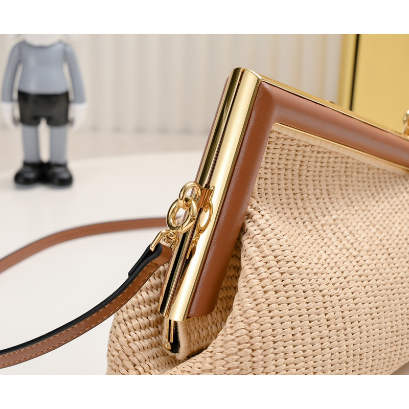 F**di small style first natural straw bag