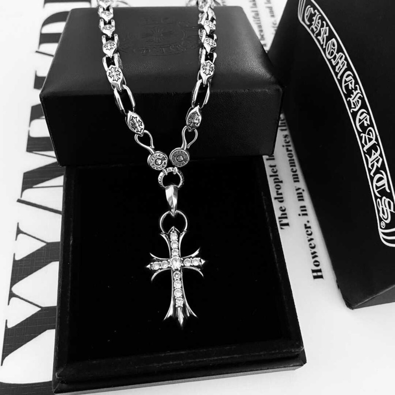 chrome hearts sterling silver Di*m*nd cross pendant