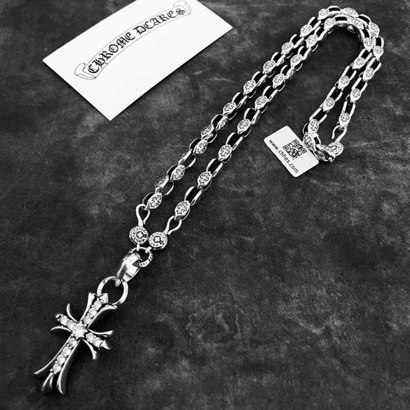 chrome hearts sterling silver Di*m*nd cross pendant