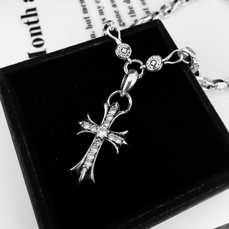 chrome hearts sterling silver Di*m*nd cross pendant