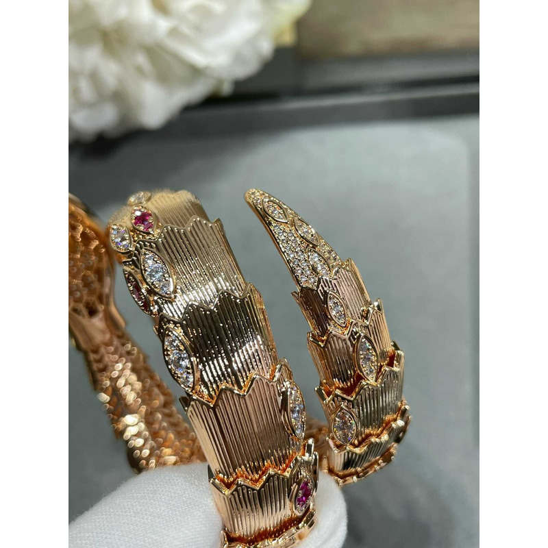 b*l*ai double coil Di*m*nd & ruby serpenti snake bracelet