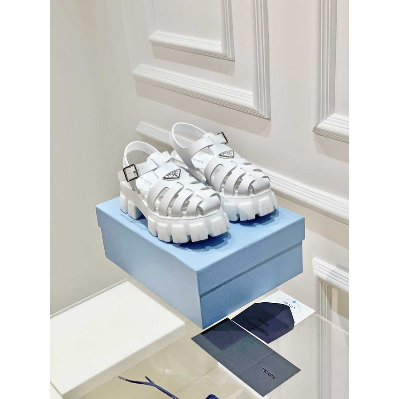 Pra*a woven cutout platform sandals white