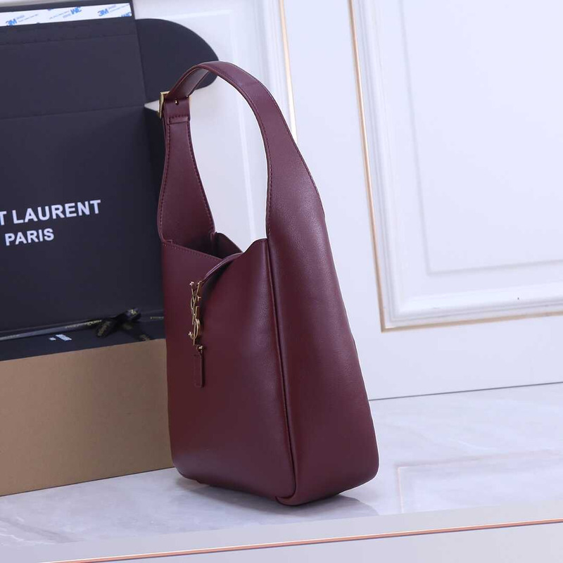 Saint Laurent Le 37 Leather Bucket Bag Burgundy
