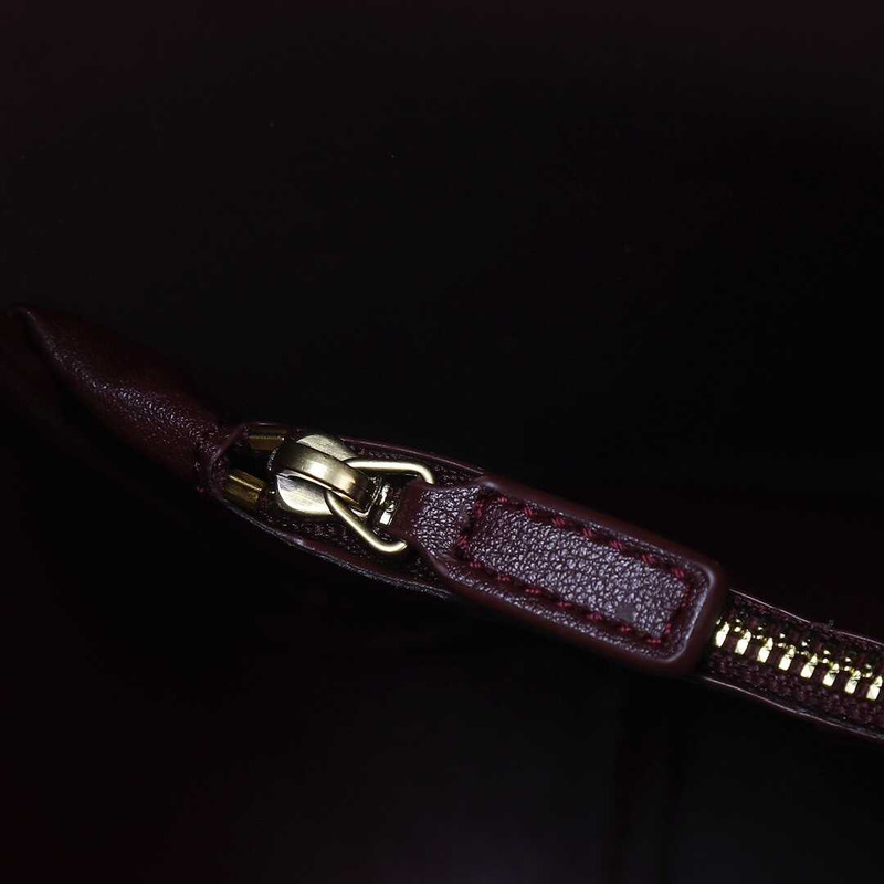 Saint Laurent Le 37 Leather Bucket Bag Burgundy