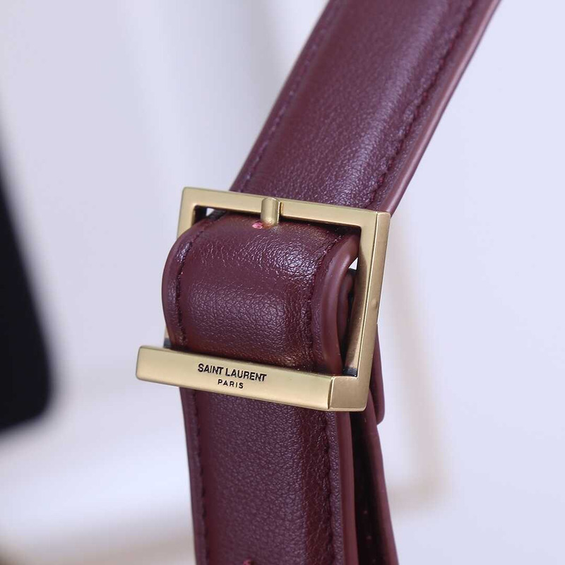 Saint Laurent Le 37 Leather Bucket Bag Burgundy