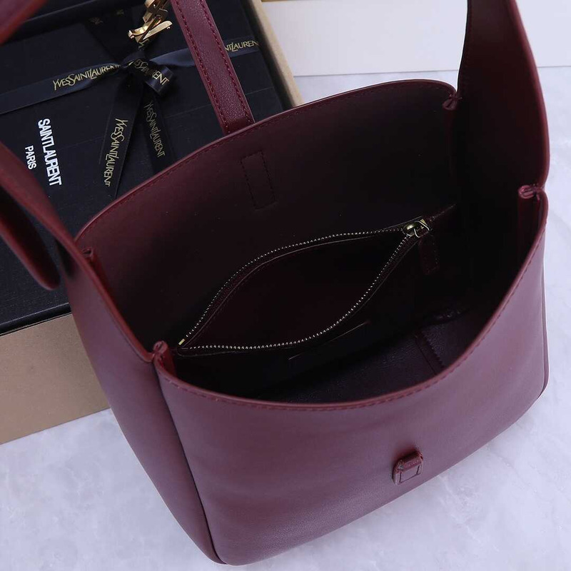 Saint Laurent Le 37 Leather Bucket Bag Burgundy