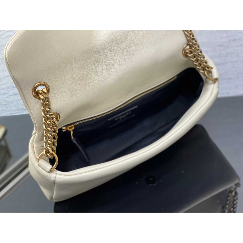 Saint Laurent Calypso Bag In Lambskin White