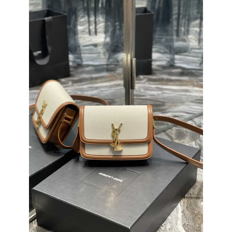 Saint Laurent Solferino Small Suede Crossbody Bag Beige