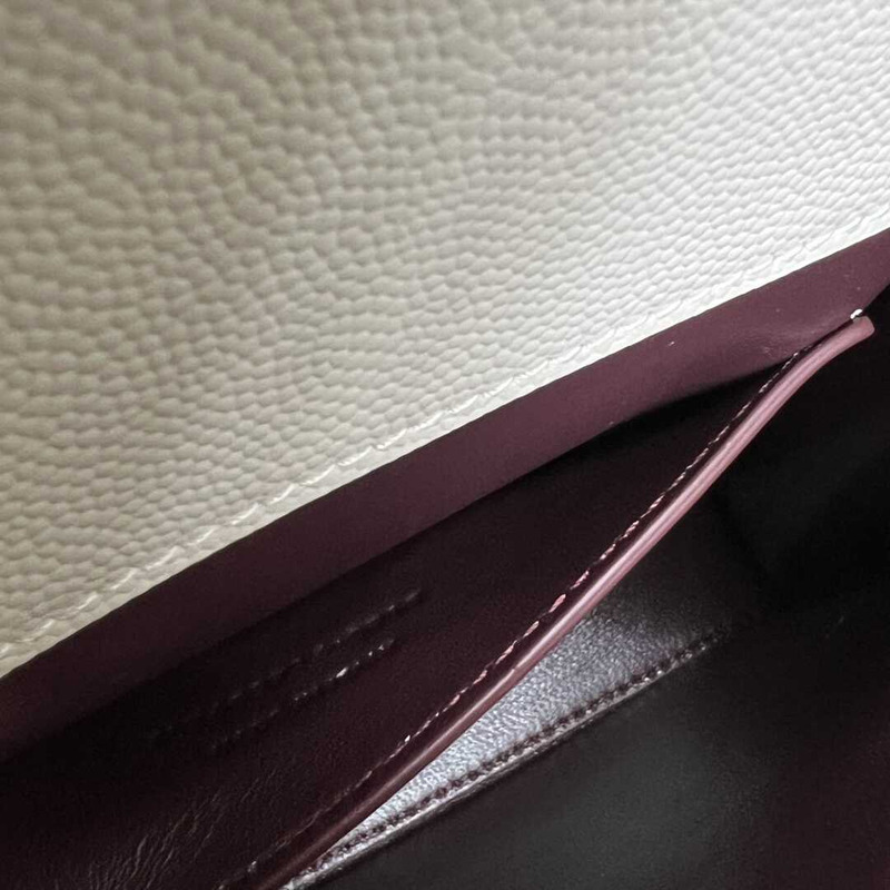 Saint Laurent Cassandra Mini Grained Embossed Leather Shoulder Crossbody Light Grey