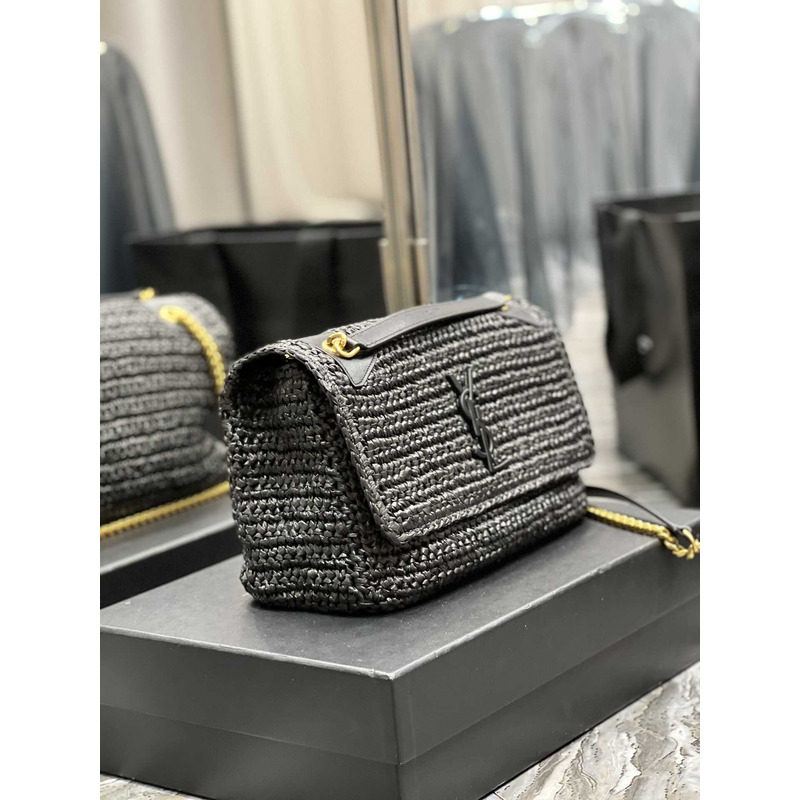 Saint Laurent Niki Medium Crocheted Shoulder Bag Black