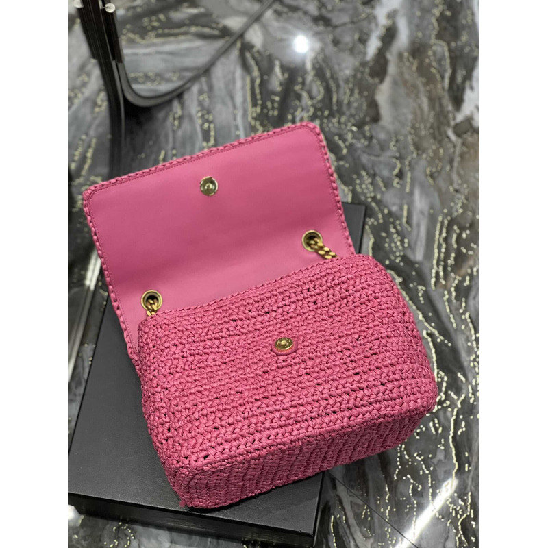 Saint Laurent Niki Medium Crocheted Shoulder Bag Pink