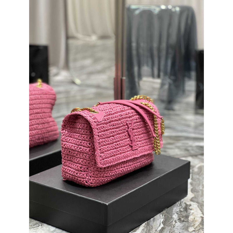 Saint Laurent Niki Medium Crocheted Shoulder Bag Pink