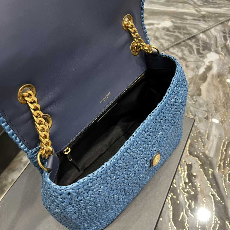 Saint Laurent Niki Medium Crocheted Shoulder Bag Blue