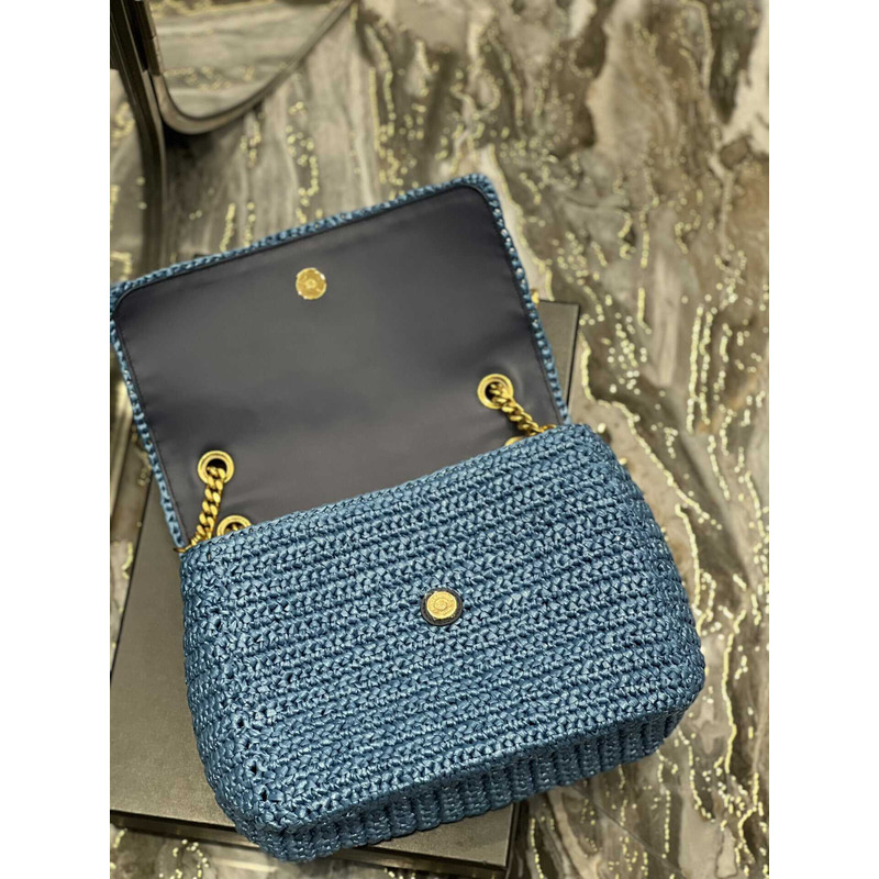 Saint Laurent Niki Medium Crocheted Shoulder Bag Blue
