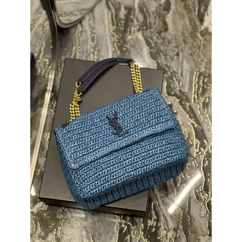 Saint Laurent Niki Medium Crocheted Shoulder Bag Blue