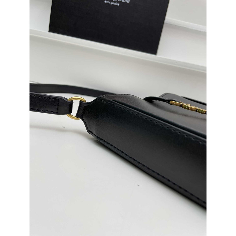 Saint Laurent LE 5 À 7 Mini Vertical Bag In Shiny Leather Black