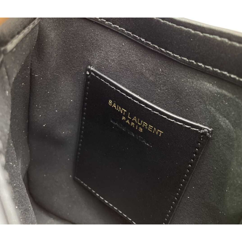 Saint Laurent LE 5 À 7 Mini Vertical Bag In Shiny Leather Black